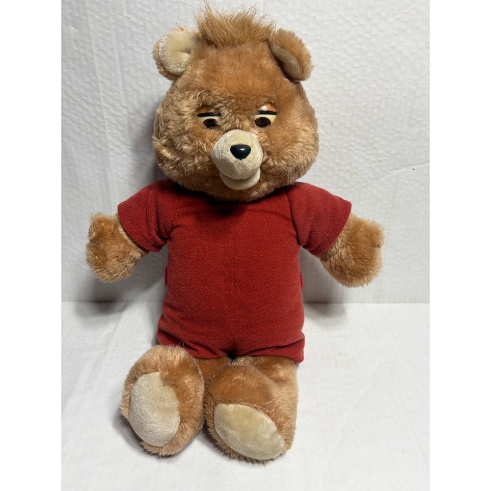 Vintage 1985 Teddy Ruxpin Worlds of Wonder Talking Bear Red Shirt Untested